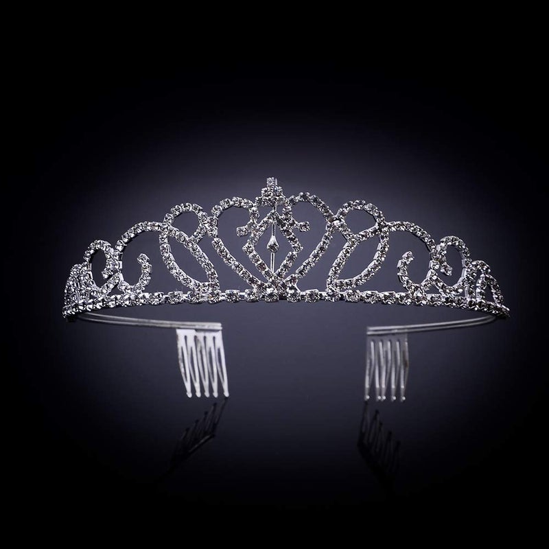 Bseash Silver Crystal Tiara Crown Headband Princess Elegant Crown with combs for Women Girls Bridal Wedding Prom Birthday Party - Image 1